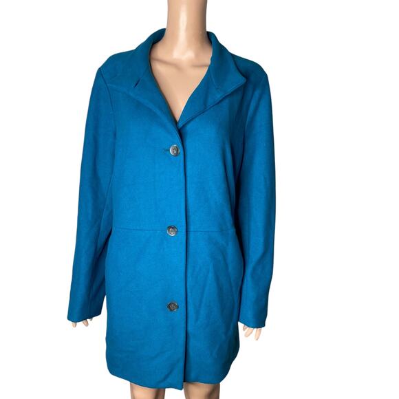 J. Jill Coat Peacock Womens Large Teal Button Front Fleece New - Picture 8 of 10